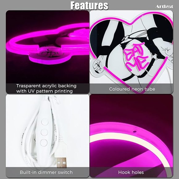 Anime Hentai Eat Me Heart Led Sign - Picture 4 of 5